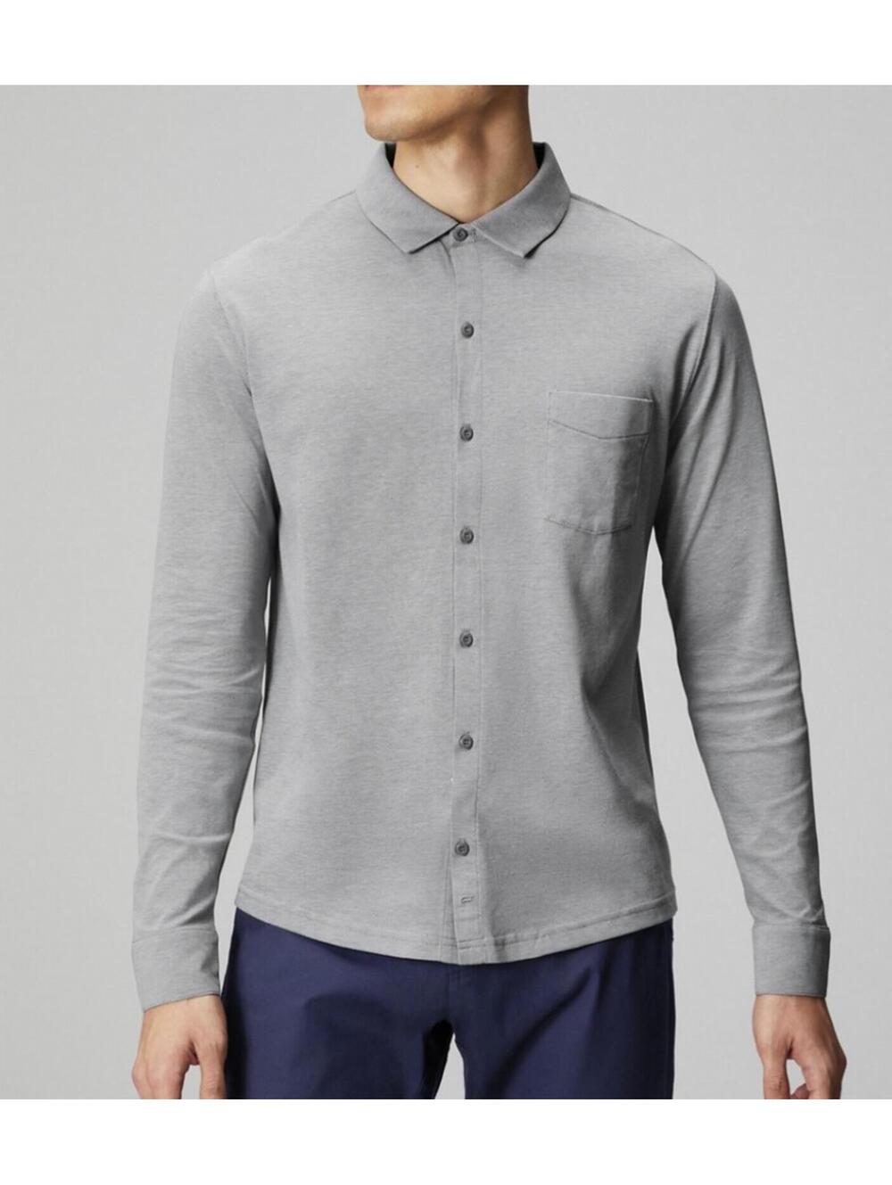 Fabletics The Dash Long Sleeve Button Shirt Men's Medium Classic Gray Heather